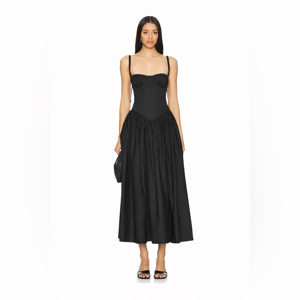 Ronny Kobo 'NWT Carmine' Black Cotton Corset Midi-Dress Size XS